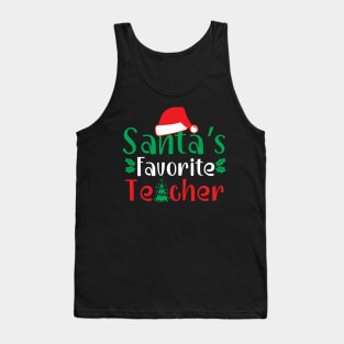 Santa's Favorite Teacher Funny Ugly Xmas Ugly Christmas Tank Top